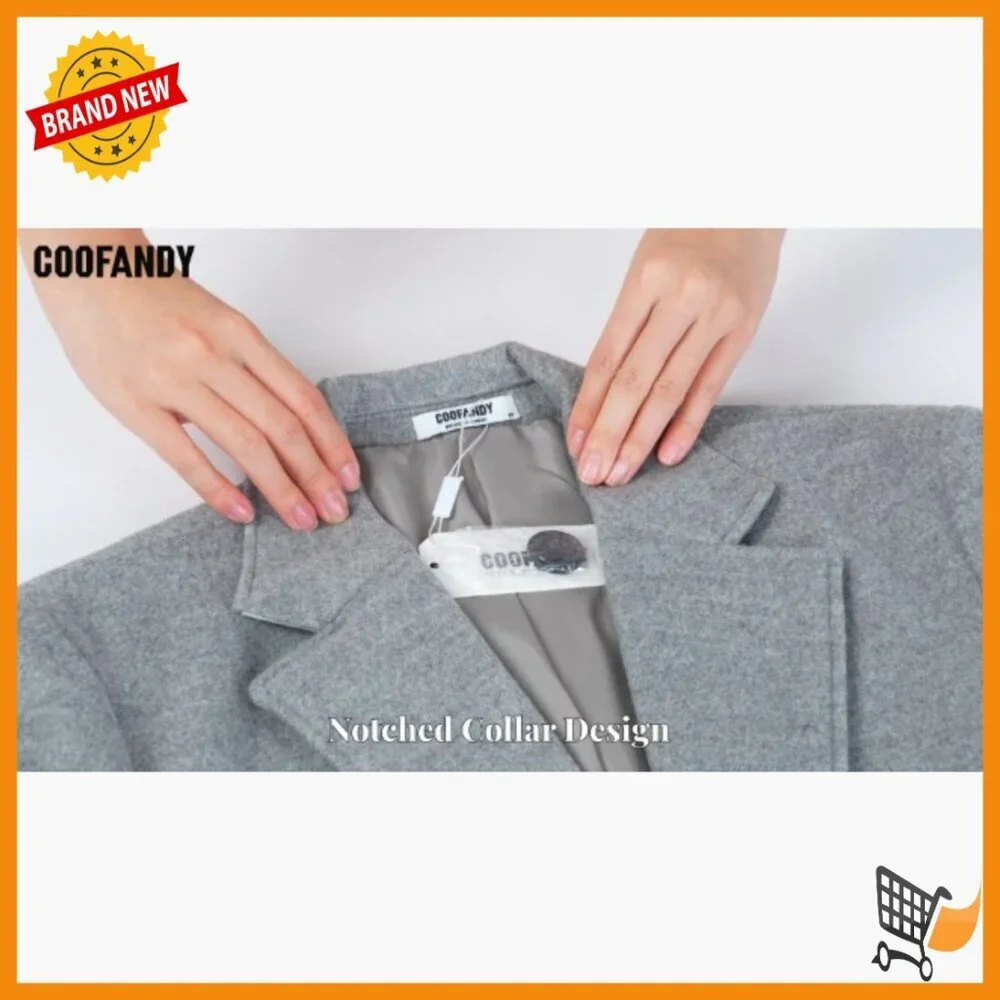 Men's Wool Blend Trench Coat Long Overcoat Notched Collar Classic Fit